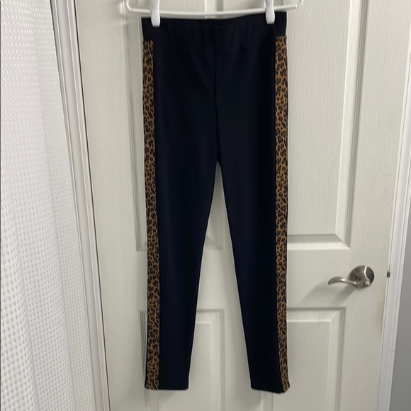 Joseph Ribkoff Black Leggings with Leopard Print Side Stripes Size 4 - Picture 5 of 12
